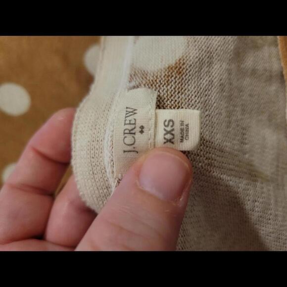 J Crew XXS Tan & white polka dots linen/cotton sweater - Picture 3 of 5